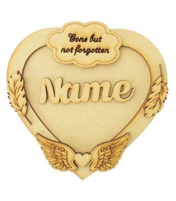 Laser Cut Personalised 3D Heart Shape Sign - Heaven Themed